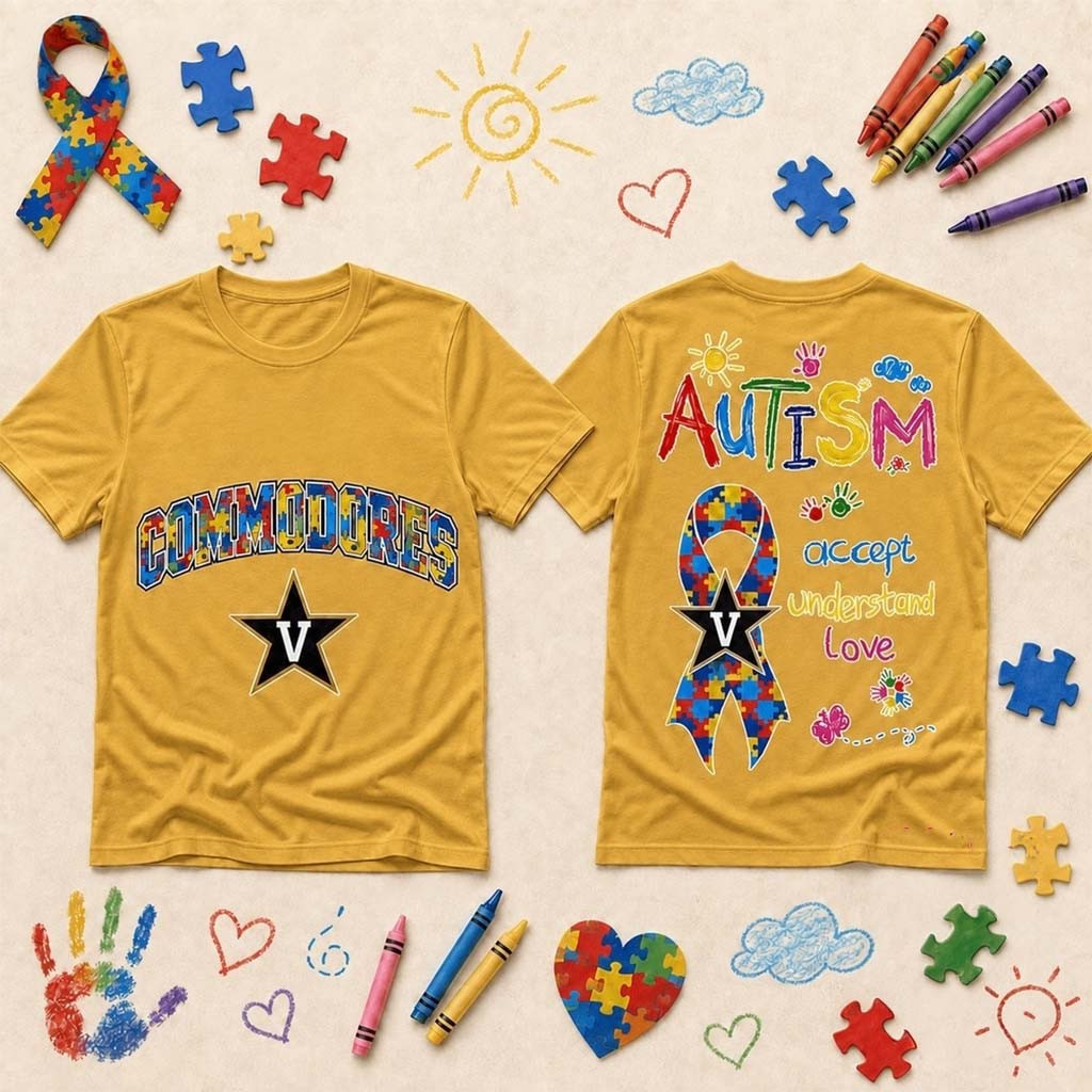 Vanderbilt Commodores Autism Awareness Puzzle Ribbon T-Shirt Commodores Merch Present For Fans Vanderbilt Commodores Autism Awareness Puzzle Ribbon T-Shirt Commodores Merch Present For Fans