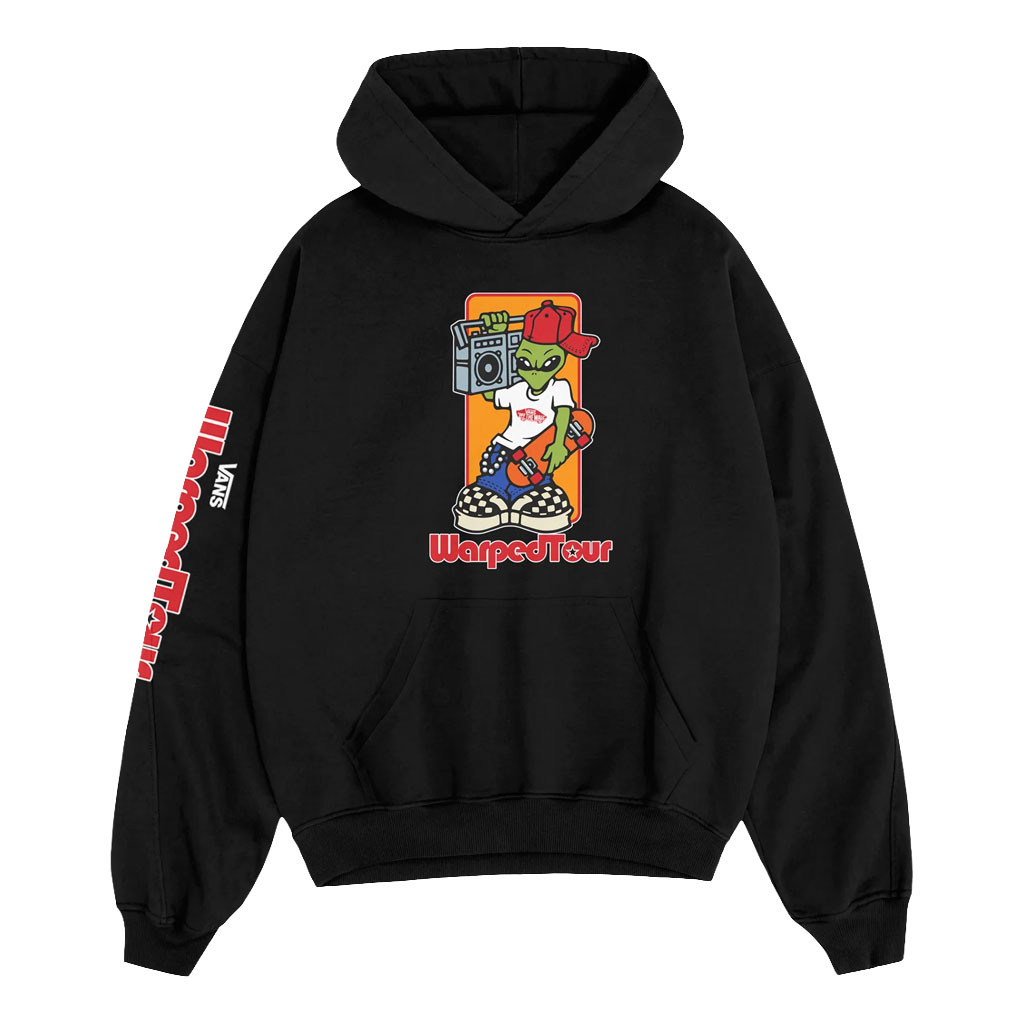 Vans Warped Tour Montreal Merch 2026 Alien Hoodie Black Rock Music Festival Outfits For Fans - Kdjoy