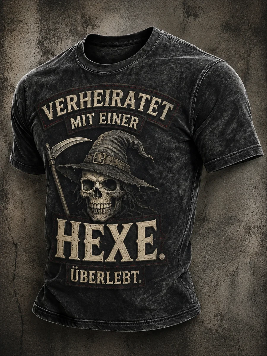 Verheiratet Mit Einer Hexe Uberlebt T-Shirt Halloween Spooky Merch Best Halloween Apparel Ideas - Kdjoy