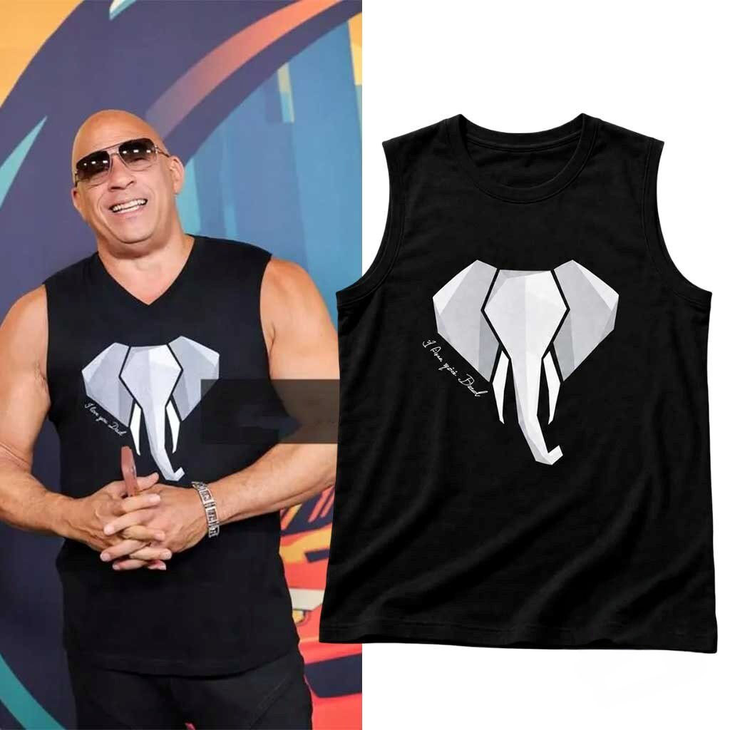 Vin Diesel Fast And Furious I Love You Dad Geometric Elephant Black Tank Top Gifts For Papa - Kdjoy