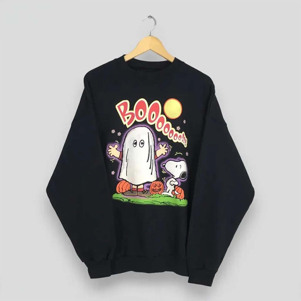Vintage Boo Halloween Ghost Pumpkin Sweatshirt Snoopy Peanuts Joe Cool Cartoon Crewneck Gifts - Kdjoy