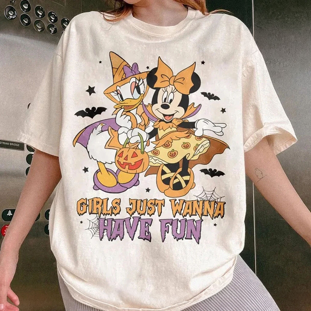 Vintage D Minnie Daisy Witch Girls Just Wanna Have Fun Halloween Shirt Gift For Besties - Kdjoy