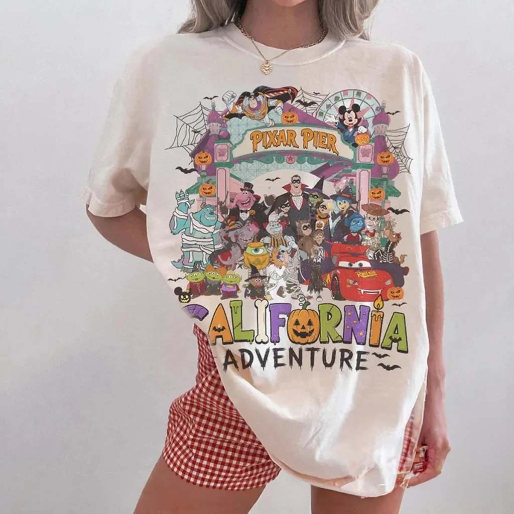 Vintage D Pixar Characters California Adventure Halloween Shirt Pixar Pier T-Shirt Spooky Gifts - Kdjoy