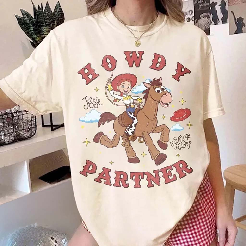 Vintage D Toy Story Jessie Bullseye T-Shirt Howdy Partner Cowgirl Funny Tee Gift For Her - Kdjoy