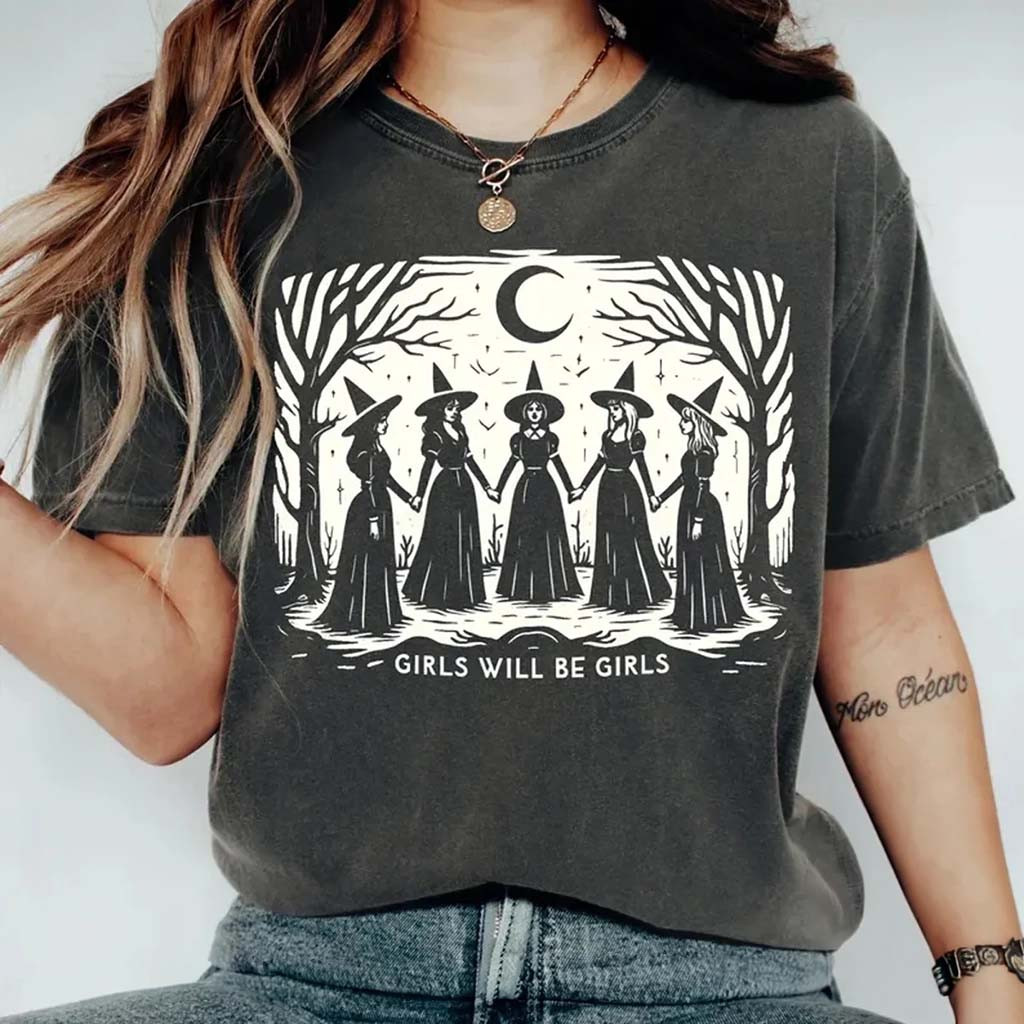 Vintage Girls Will Be Girls Witch Shirt Funny Halloween Apparel Gift For Witch Lovers - Kdjoy Vintage Girls Will Be Girls Witch Shirt Funny Halloween Apparel Gift For Witch Lovers - Kdjoy