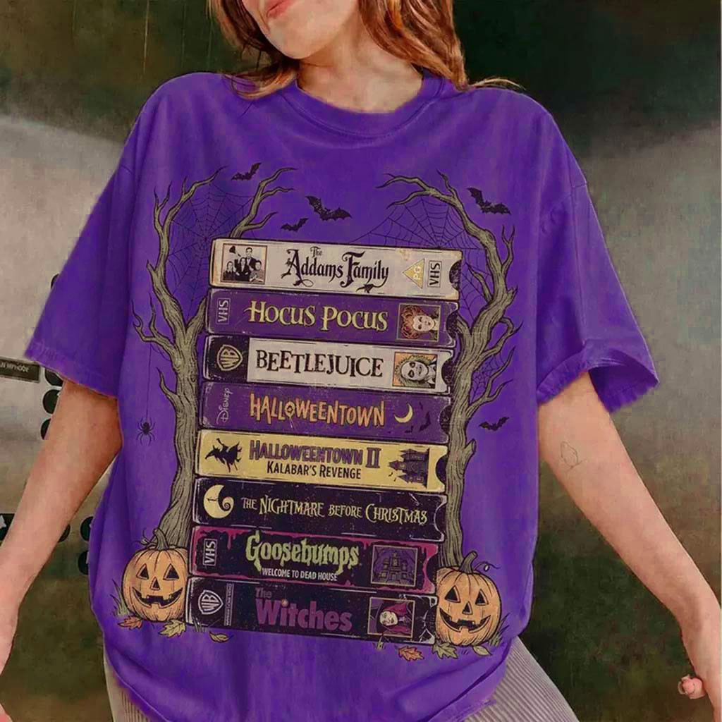 Vintage Halloween VHS Shirt Retro Spooky Season Shirt Funny Horror Books Lover Gifts