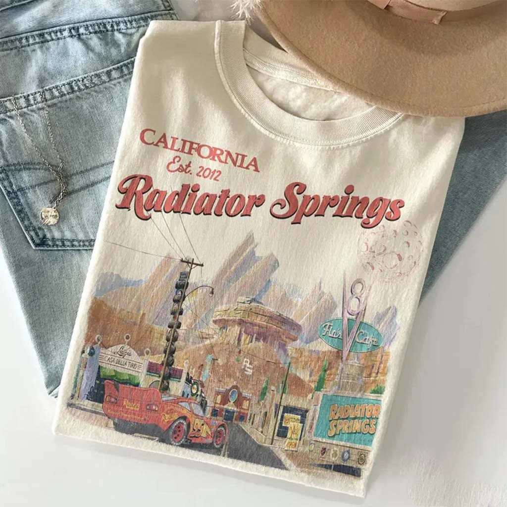 Vintage Lightning Mcqueen Radiator Springs Shirt D Pixar Cars Merch Gift For Cartoon Lovers - Kdjoy Vintage Lightning Mcqueen Radiator Springs Shirt D Pixar Cars Merch Gift For Cartoon Lovers - Kdjoy
