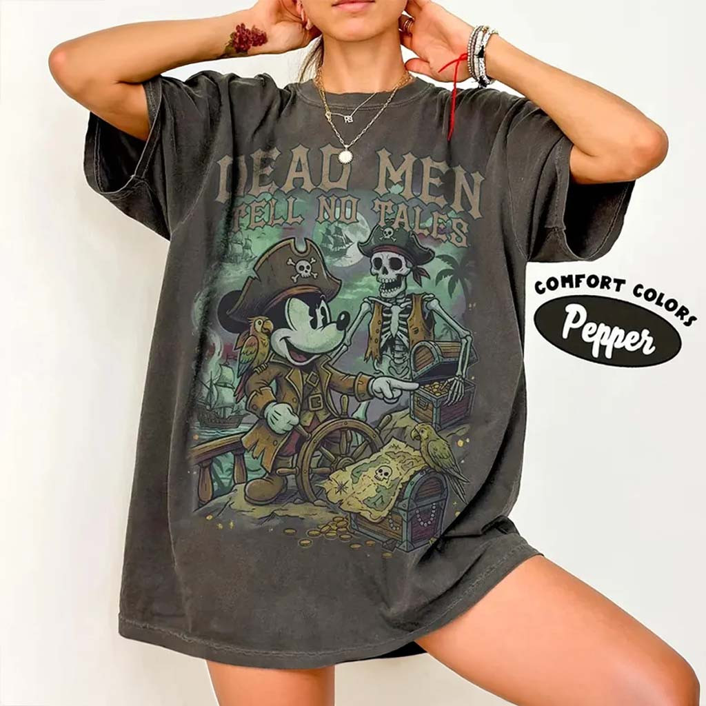 Vintage Pirates Of The Caribbean Shirt Mickey Pirate Dead Men Tell No Tales Tee Halloween Gifts - Kdjoy