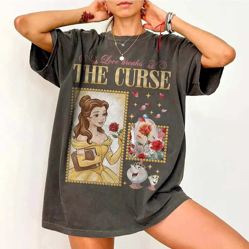 Vintage Princess Belle Love Breaks The Curse T-Shirt Beauty And the Beast Merch Gifts - Kdjoy