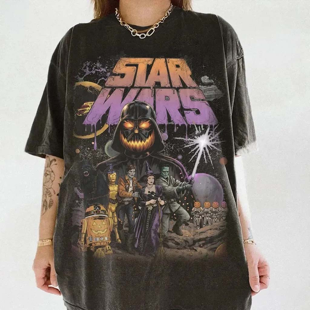 Vintage Star Wars Mashup Halloween Shirt Darth Vader T-Shirt Halloween Gifts Ideas - Kdjoy