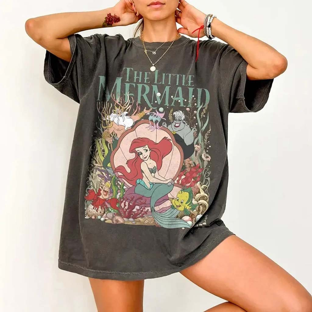 Vintage The Little Mermaid Shirt Ariel D Princess Tee Birthday Gift For Girl - Kdjoy