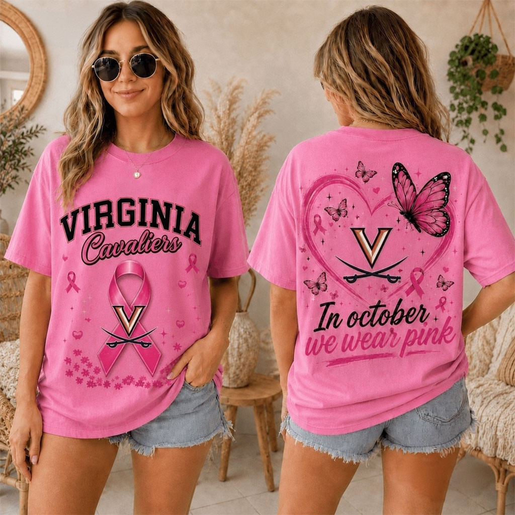 Virginia Cavaliers 2026 Pink October Breast Cancer Awareness Pride T-Shirt Cavaliers Merch - Kdjoy Virginia Cavaliers 2026 Pink October Breast Cancer Awareness Pride T-Shirt Cavaliers Merch - Kdjoy