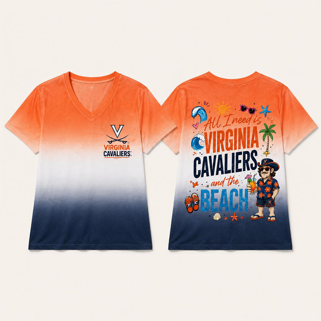 Virginia Cavaliers Tropical Beach Vibes 2026 V-Neck Shirt Virginia Cavaliers Merch Gift For Fan - Kdjoy