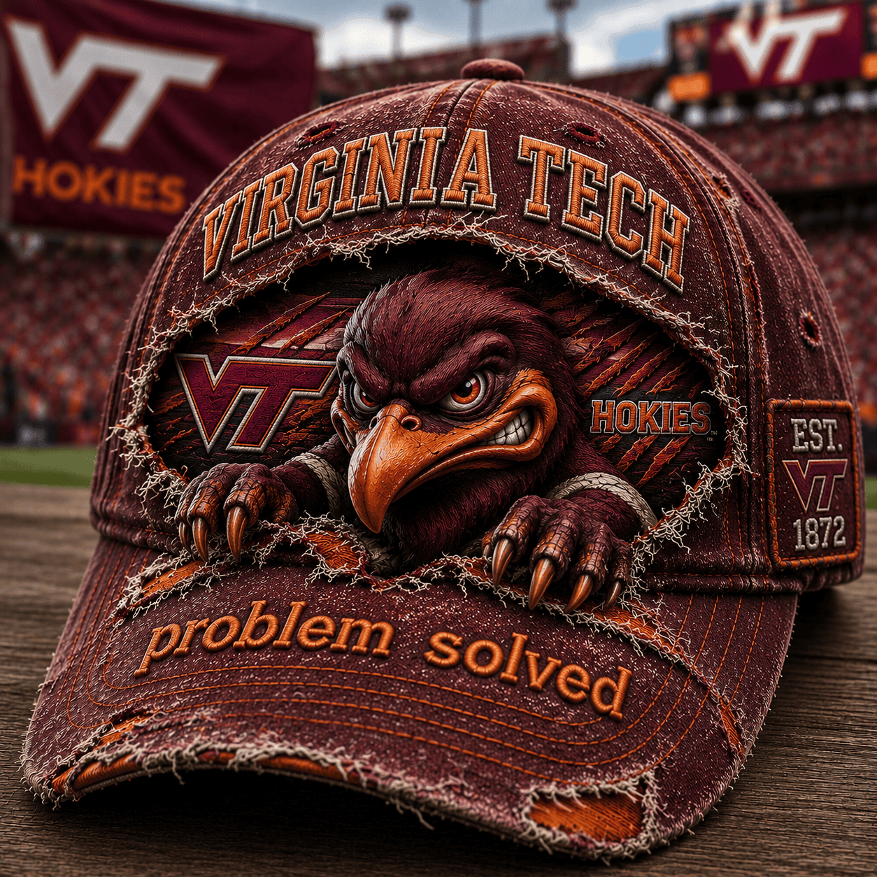 Virginia Tech Hokies Hat Problem Solved Hat Virginia Tech Hokies Merch Game Day Gifts - Kdjoy