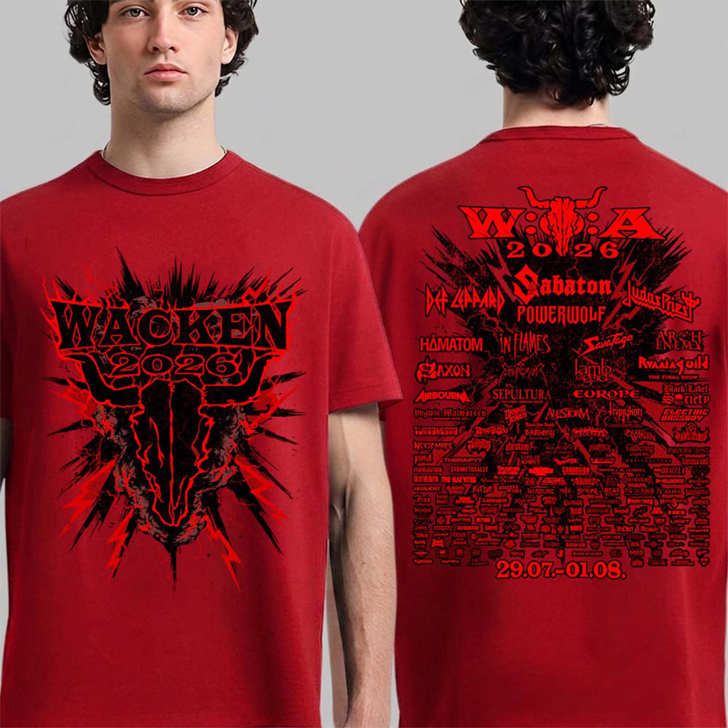 Wacken Open Air Merch 2026 Festival The Anniversary Merch Thunderclouds Red T-Shirt Fan Gifts - Kdjoy