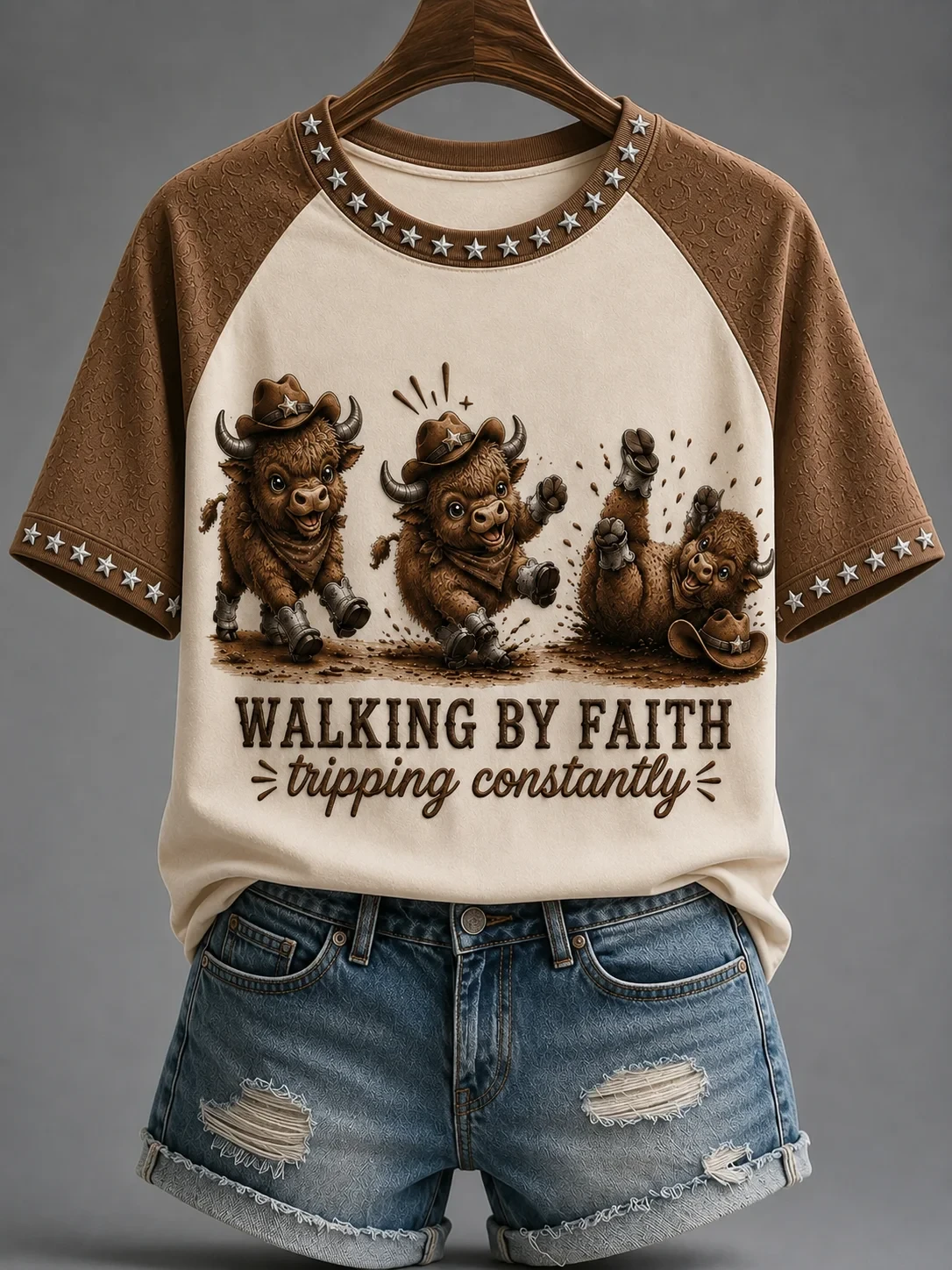 Walking By Faith Tripping Constantly T-Shirt Cowboy Bulls Shirt Unique Gift - Kdjoy Walking By Faith Tripping Constantly T-Shirt Cowboy Bulls Shirt Unique Gift - Kdjoy