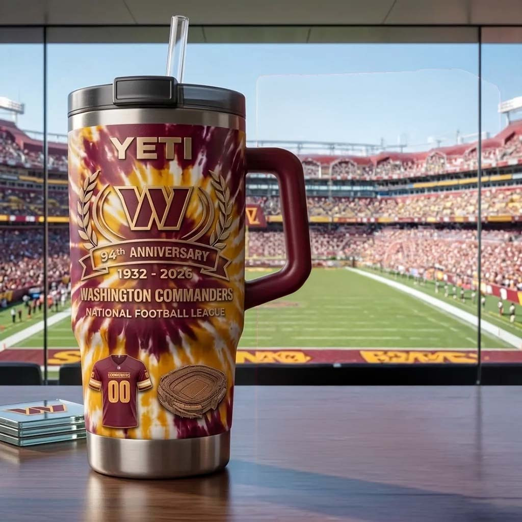Washington Commanders 94th Anniversary Tie-Dye 40oz Tumbler Commanders Merch Football Fan Gift - Kdjoy