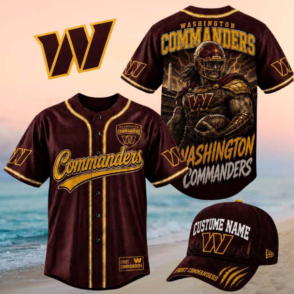 Washington Commanders Armored Mascot Stadium Graphic Baseball Jersey Commanders Merch Fan Gear