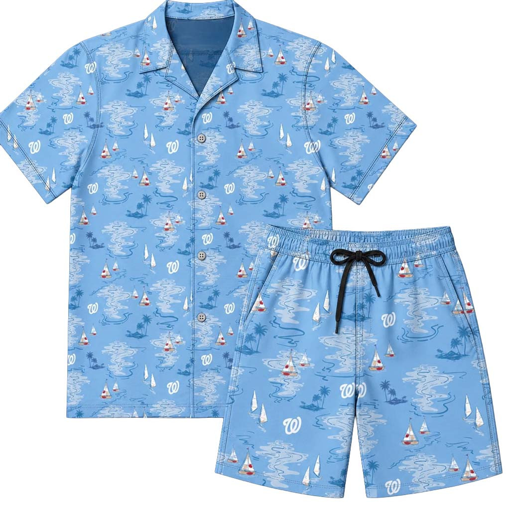 Washington Nationals Hawaiian Shirt And Short Sets Nationals Merch Gifts For Baseball Fans - Kdjoy