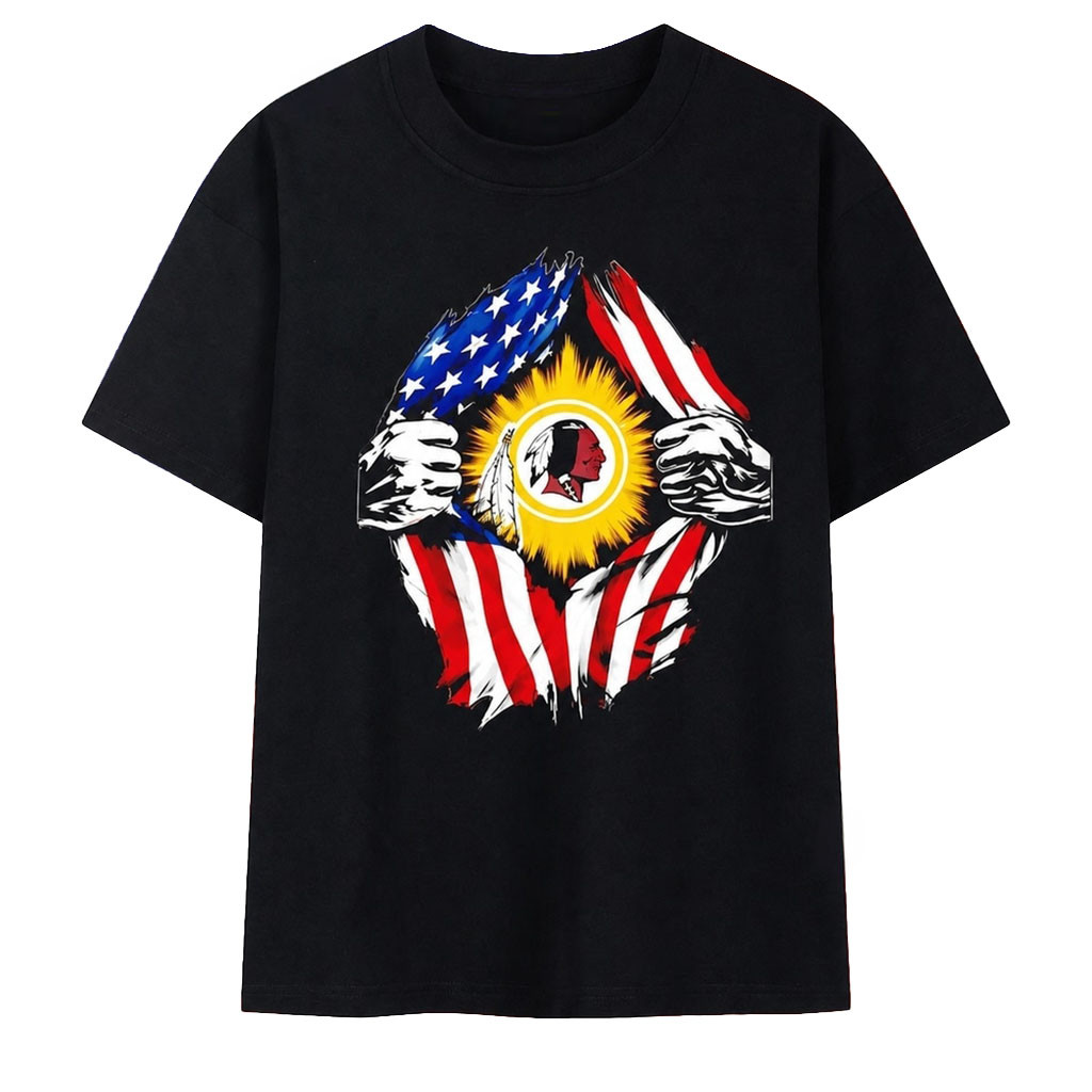 Washington Redskins American Flag Ripped Chest T-Shirt Washington Redskins Merch Fans Gifts - Kdjoy