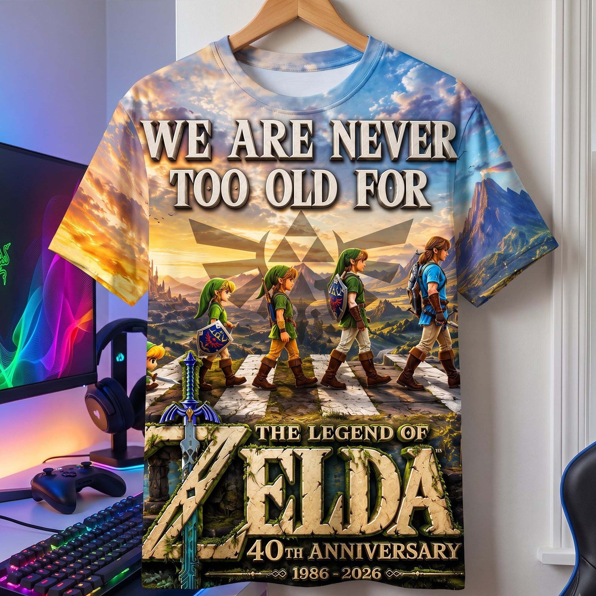 We Are Never Too Old For The Legend Of Zelda 40th Anniversary Shirt 2026 Gifts For Childhood - Kdjoy
