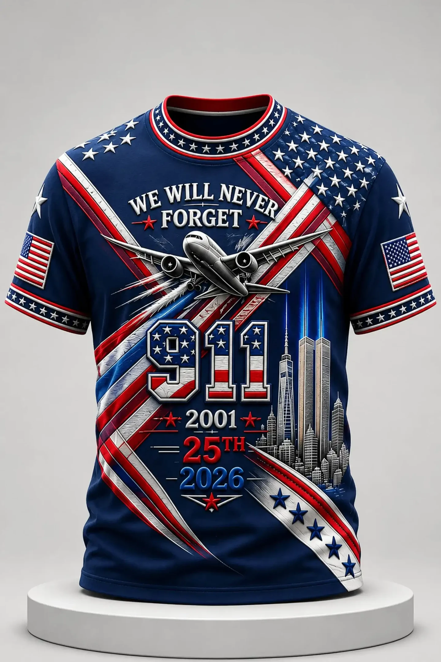 We Will Never Forget 9 11 25th Anniversary Shirt 2026 Patriotic Day Clothing Gift Ideas - Kdjoy