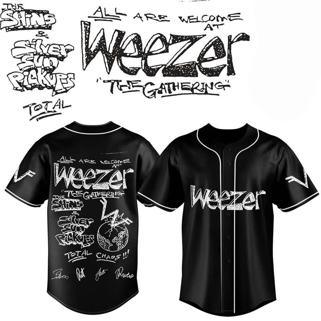 Weezer The Gathering World Wide Tour 2026 Baseball Jersey Black Weezer Merch Gifts For Rock Fan - Kdjoy Weezer The Gathering World Wide Tour 2026 Baseball Jersey Black Weezer Merch Gifts For Rock Fan - Kdjoy
