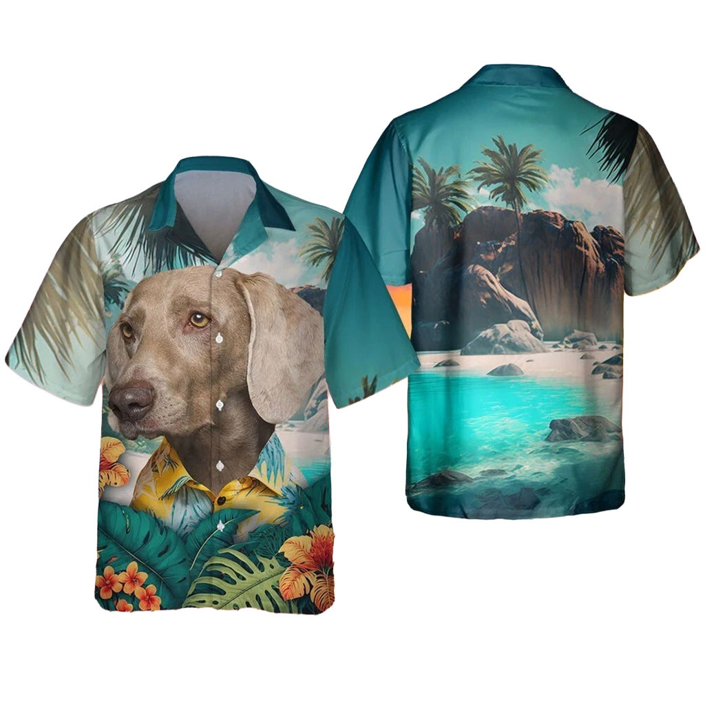 Weimaraner Dog Hawaiian Shirt Tropical Beach Aloha Shirt Gift For Dog Lovers