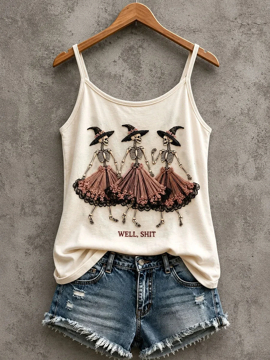 Well Shit Dancing Witch Skeletons Tank Top Halloween Spooky Merch Halloween Gifts - Kdjoy Well Shit Dancing Witch Skeletons Tank Top Halloween Spooky Merch Halloween Gifts - Kdjoy