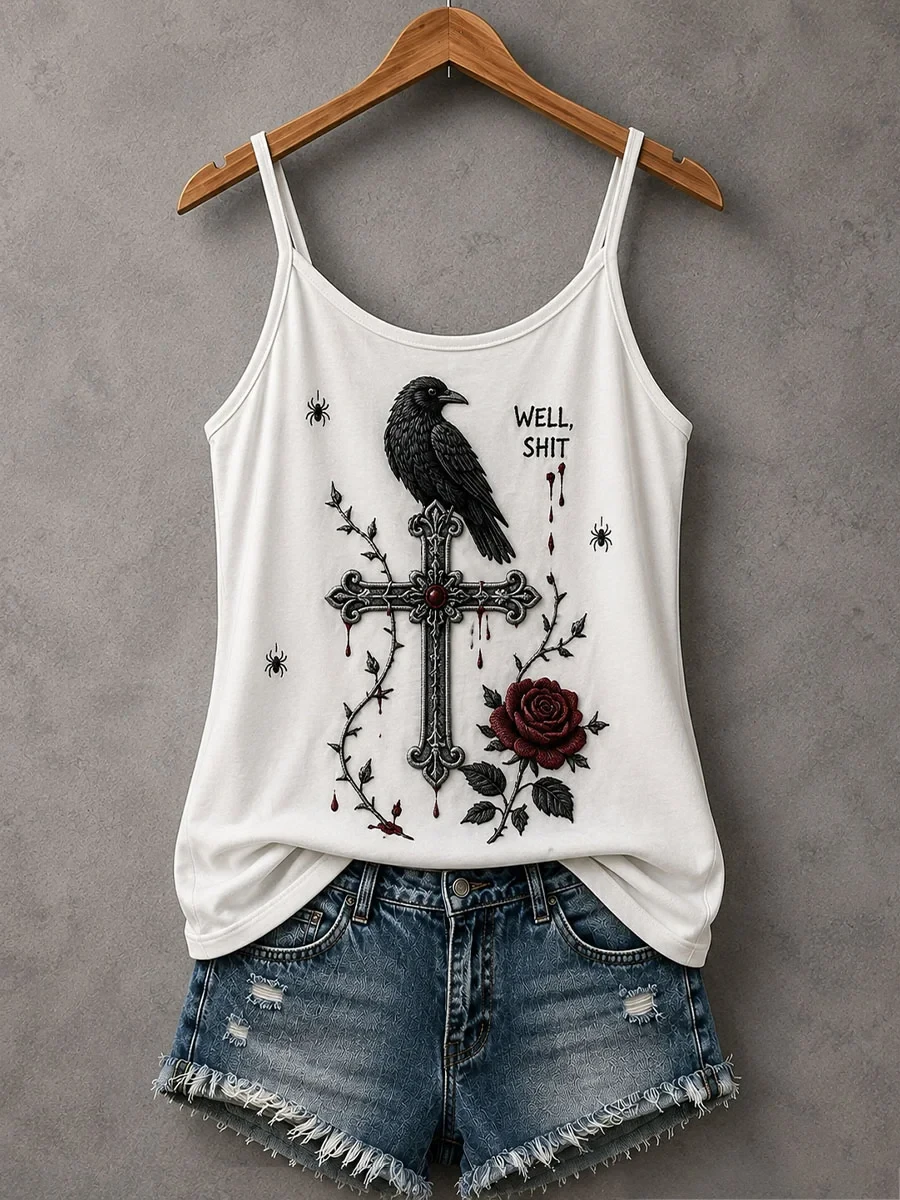 Well Shit Spider Tank Top Gothic Crow Merch Halloween Gifts For Girlfriend - Kdjoy Well Shit Spider Tank Top Gothic Crow Merch Halloween Gifts For Girlfriend - Kdjoy