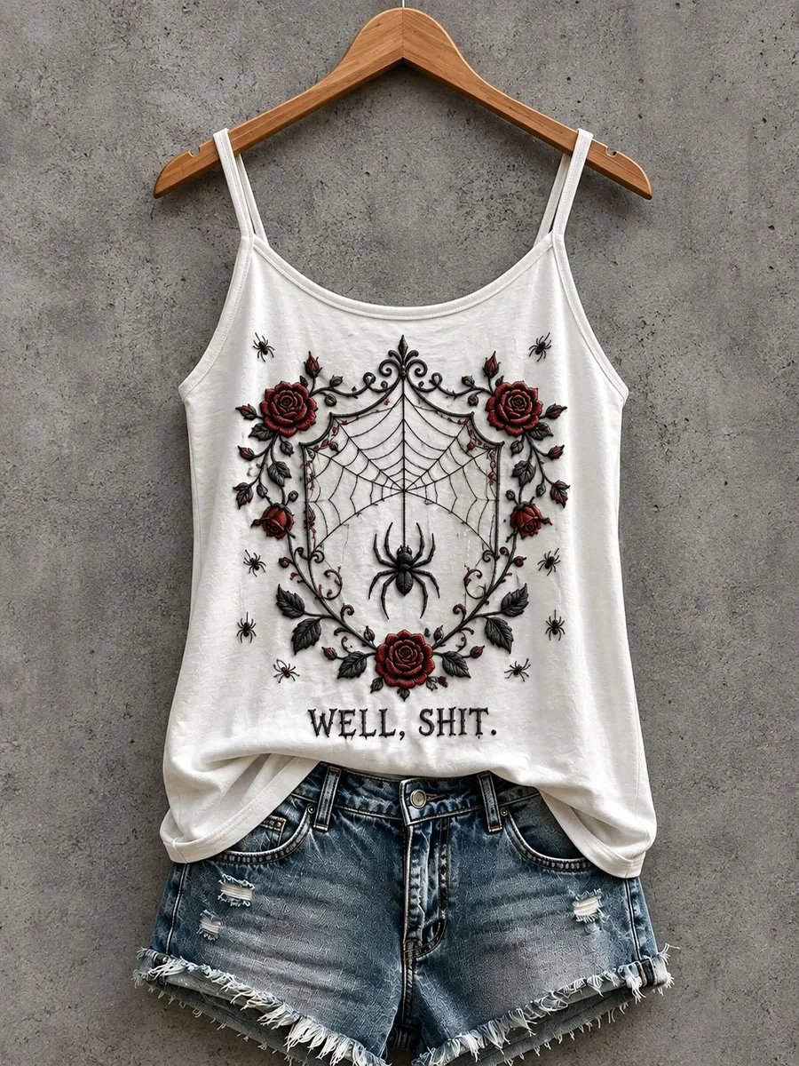 Well Shit Spider Tank Top Gothic Halloween Merch Birthday Presents For Women - Kdjoy