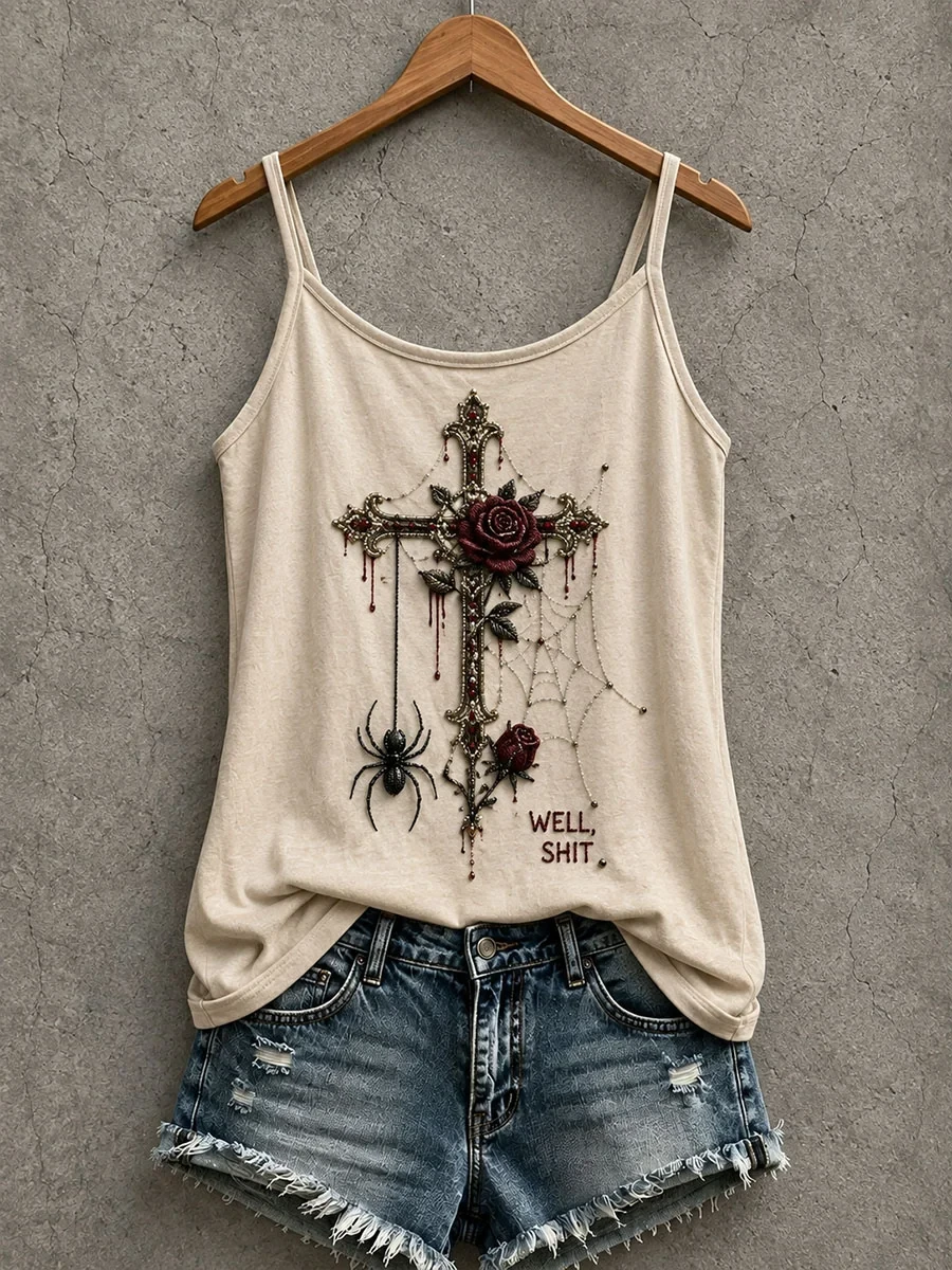 Well Shit Spider Tank Top Gothic Rose Clothing Halloween Gifts For Adults - Kdjoy Well Shit Spider Tank Top Gothic Rose Clothing Halloween Gifts For Adults - Kdjoy