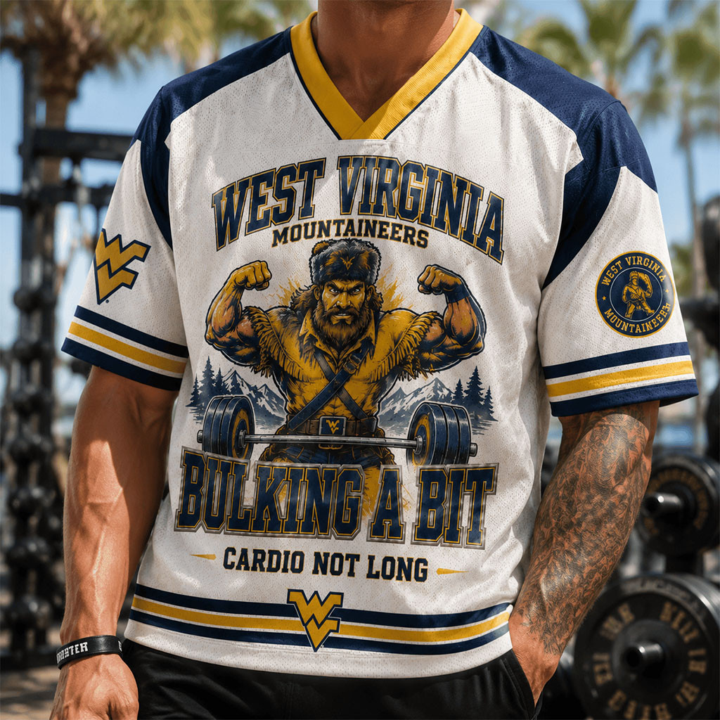 West Virginia Mountaineers Merch 2026 Bulking A Bit Cardio Not Long V-Neck Jersey Best Gifts - Kdjoy