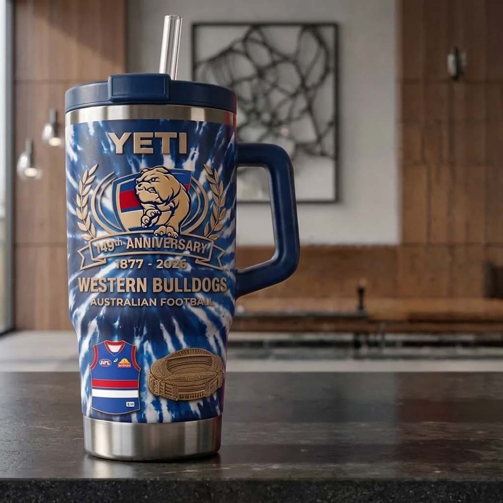 Western Bulldogs 149th Anniversary Stanley Tumbler Western Bulldogs Merch Football Fan Gifts - Kdjoy Western Bulldogs 149th Anniversary Stanley Tumbler Western Bulldogs Merch Football Fan Gifts - Kdjoy