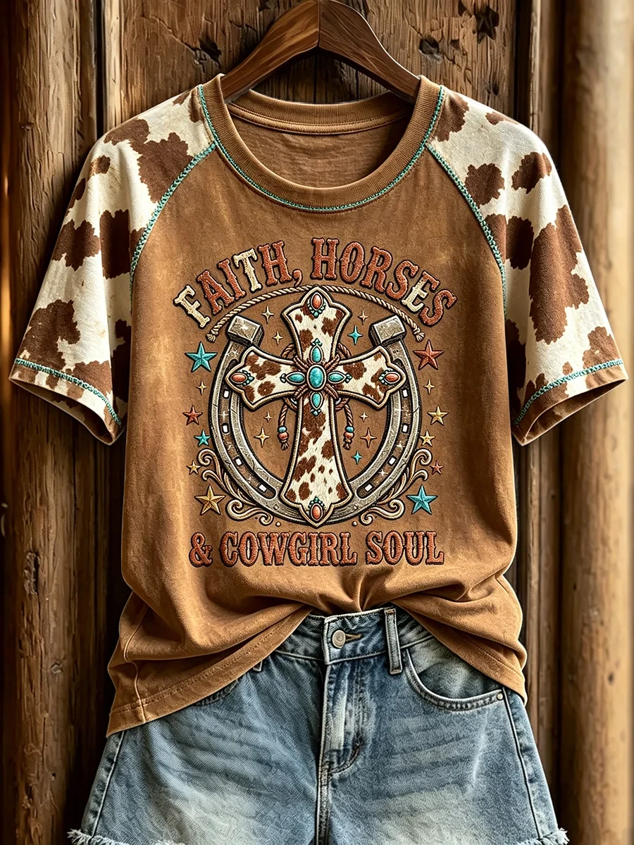 Western Faith Horses And Cowgirl Soul T-Shirt Faith Based Clothing Lines Christian Gifts - Kdjoy