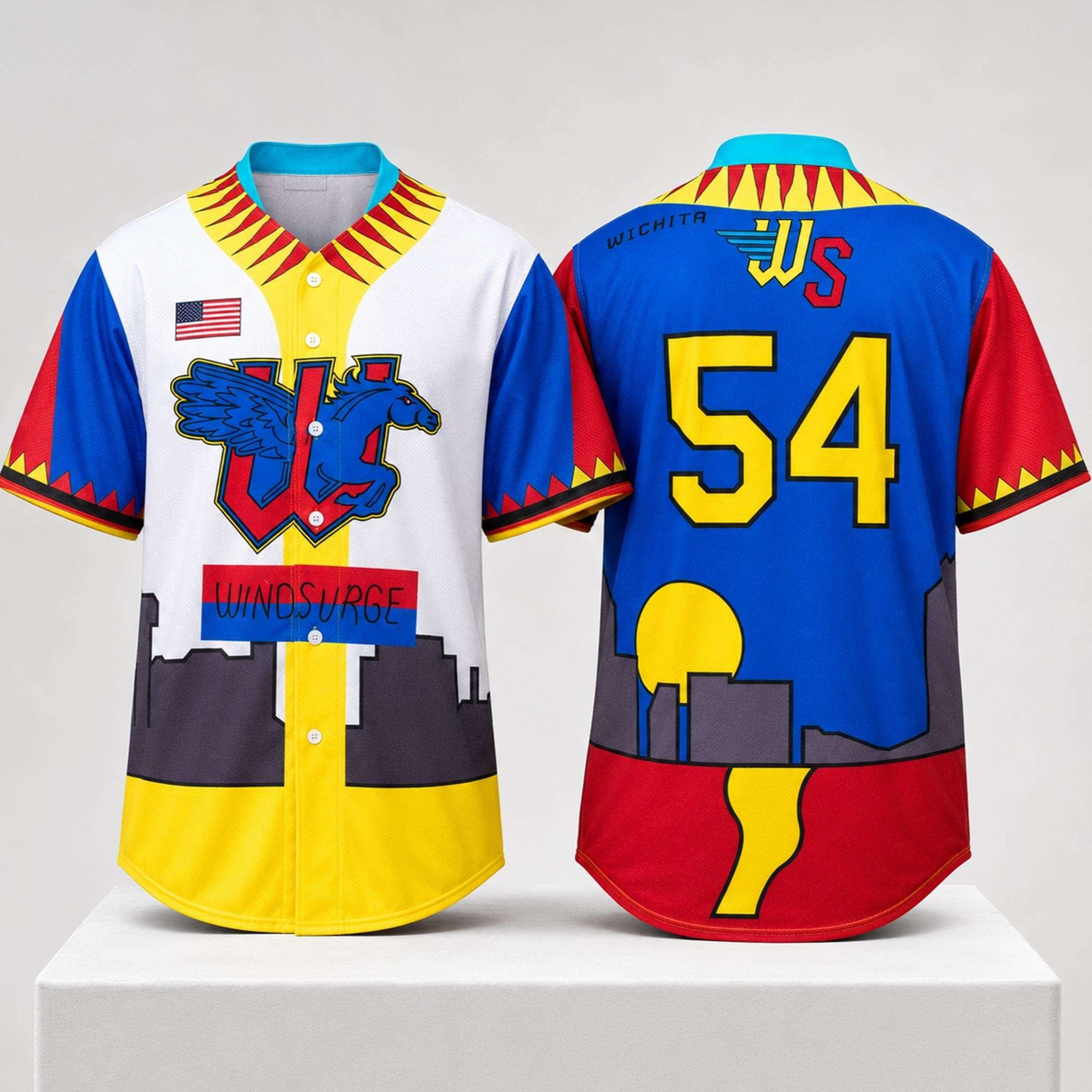 Wichita Wind Surge Neon Night Jersey 2026 #54 Wind Surge Merch Best Gifts For Baseball Fans - Kdjoy