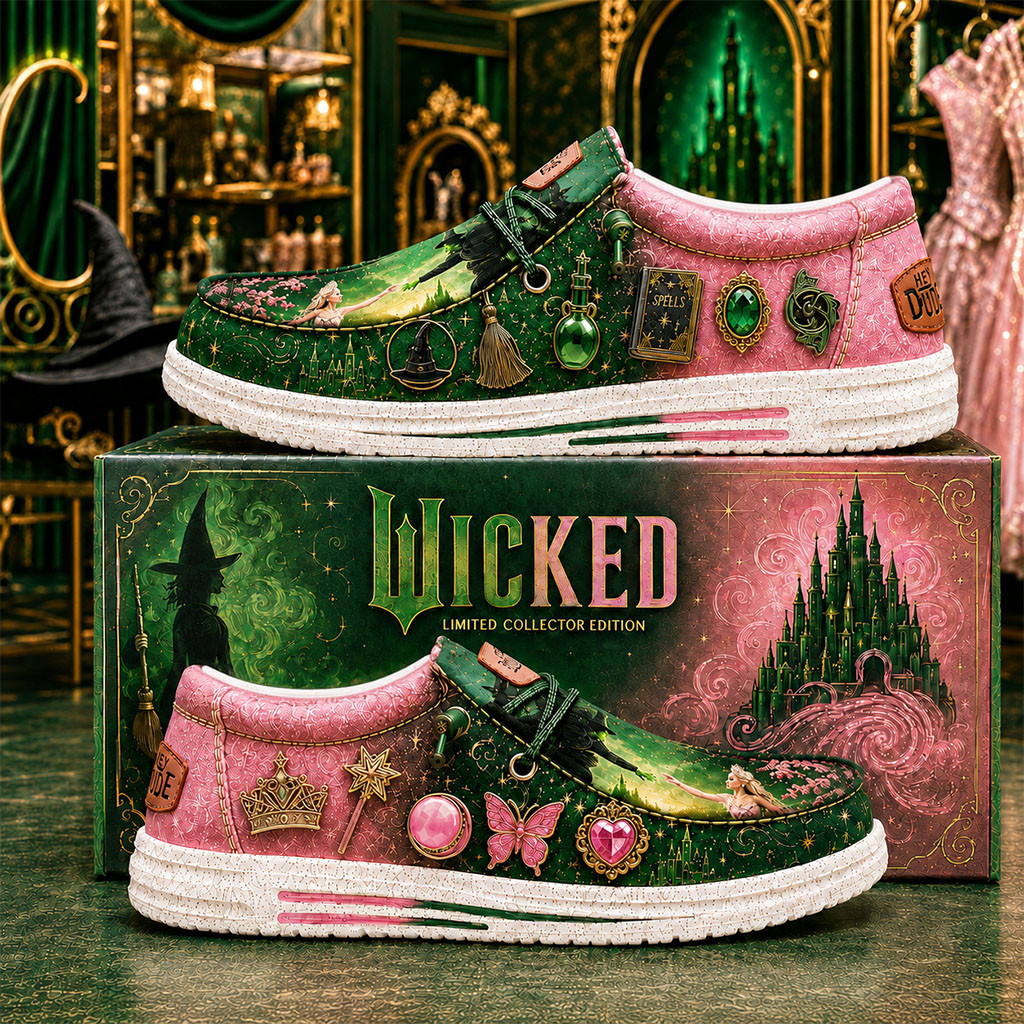 Wicked Elphaba Glinda Shoes Fantasy Graphic Loafers Wicked Musical Merch Gifts For Fans - Kdjoy