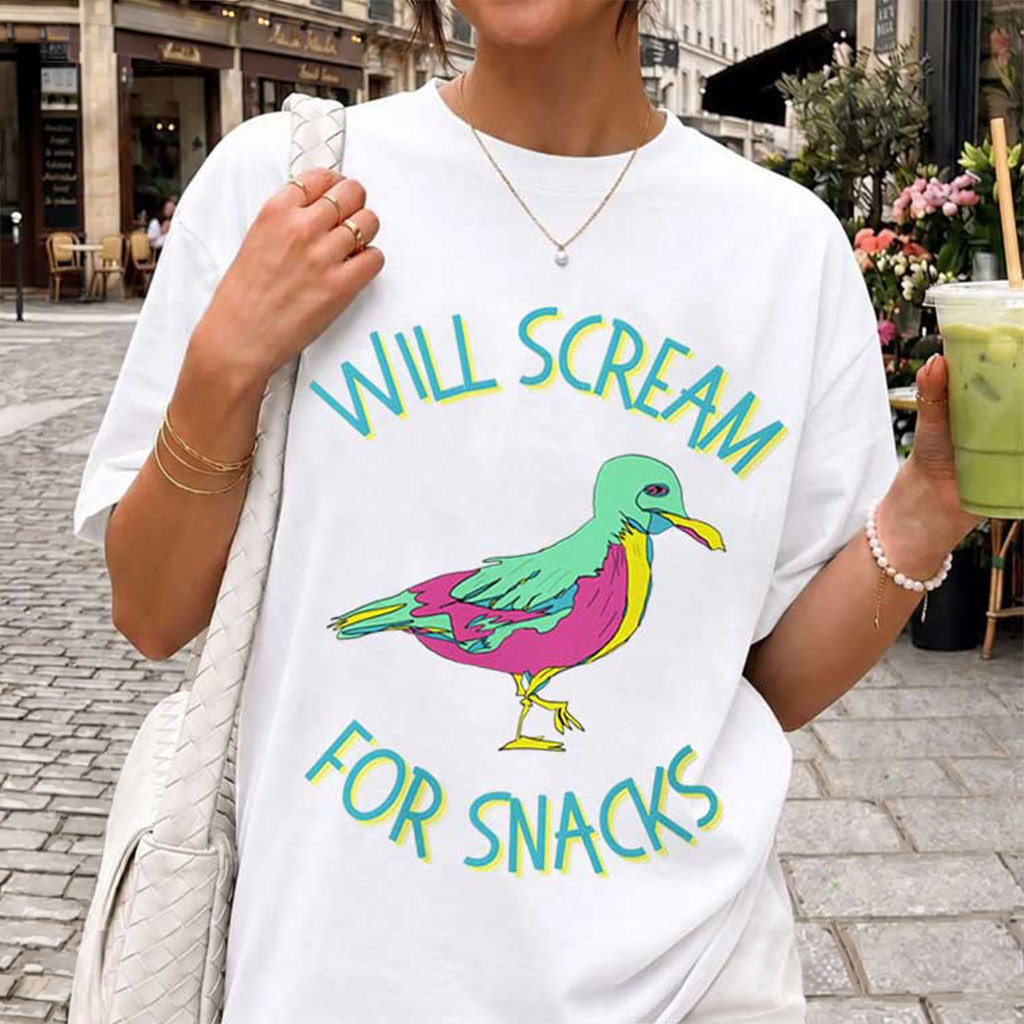 Will Scream For Snacks Seagull T-Shirt Funny Coastal Bird Shirt Gag Gift For Besties - Kdjoy Will Scream For Snacks Seagull T-Shirt Funny Coastal Bird Shirt Gag Gift For Besties - Kdjoy