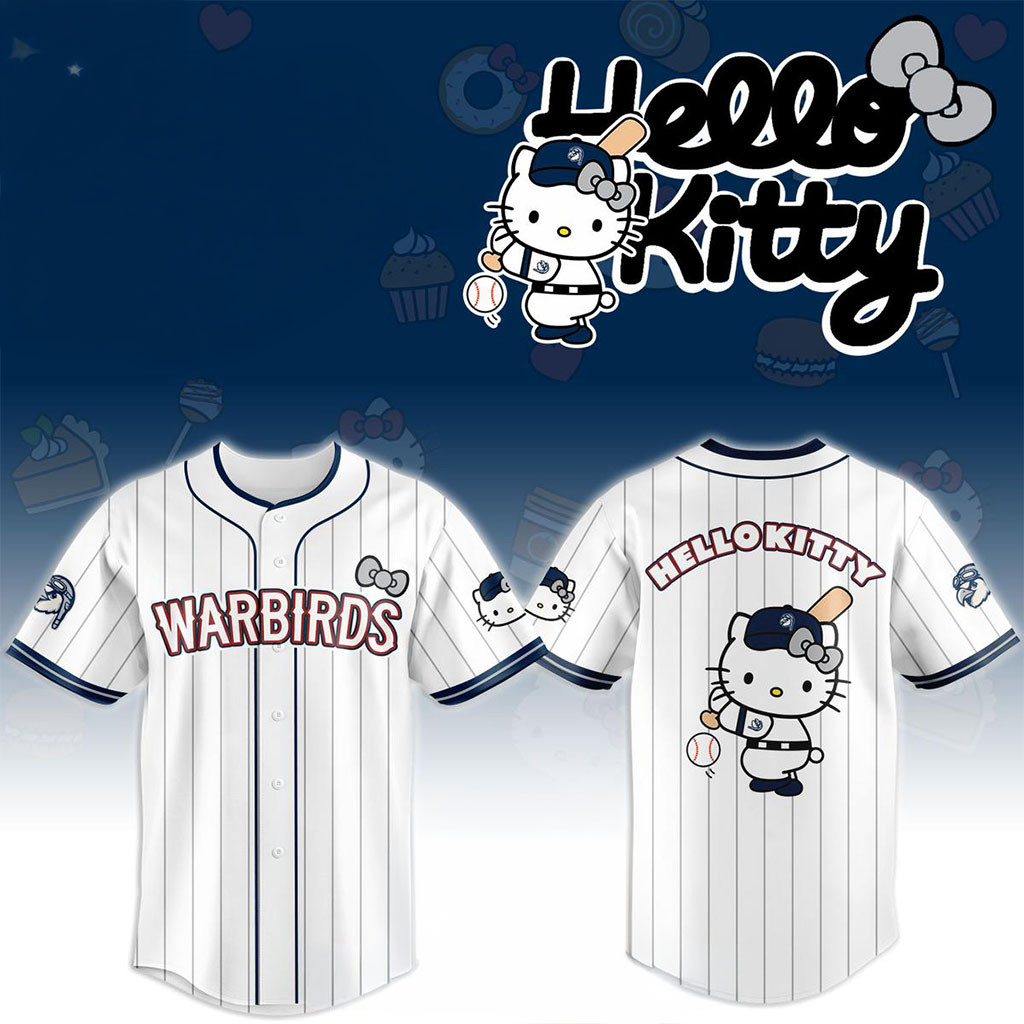 Wilson Warbirds X Hello Kitty Classic Striped 2026 Night Game Jersey Wilson Warbirds Merch - Kdjoy