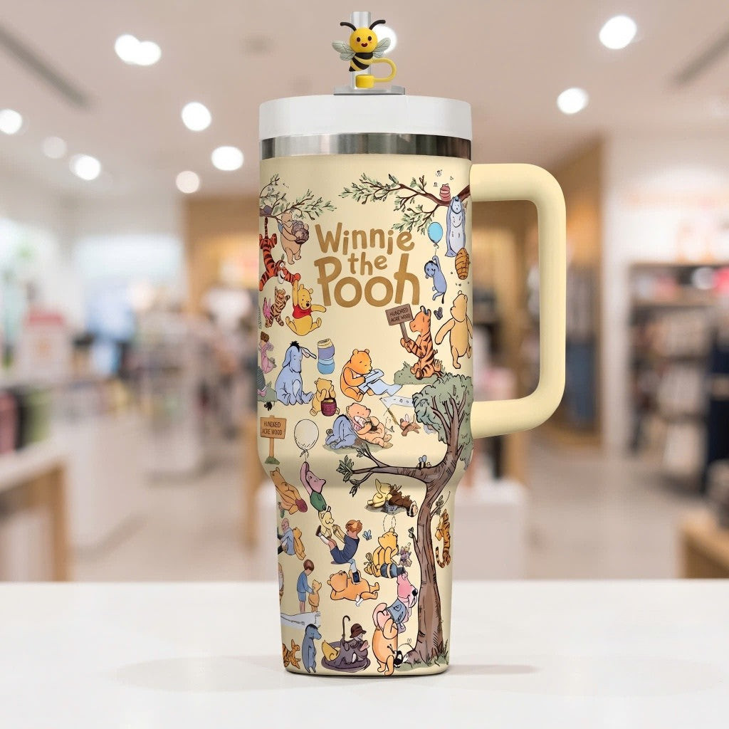 Winnie The Pooh Storybook Bear Tumbler Woodland Friends Travel Cup Cute Forest Animal Gifts - Kdjoy
