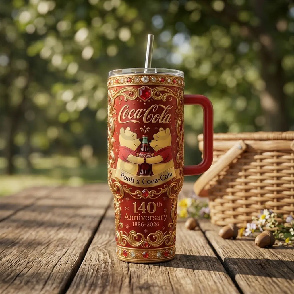 Winnie the Pooh x Coca-Cola 140th Anniversary Stanley Tumbler Winnie the Pooh Merch BFF Gifts - Kdjoy