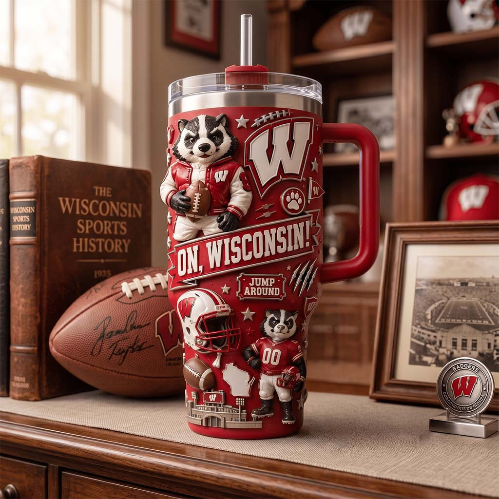 Wisconsin Badgers Merch 2026 Wisconsin Jump Around Tumbler Present For Football Lovers - Kdjoy Wisconsin Badgers Merch 2026 Wisconsin Jump Around Tumbler Present For Football Lovers - Kdjoy