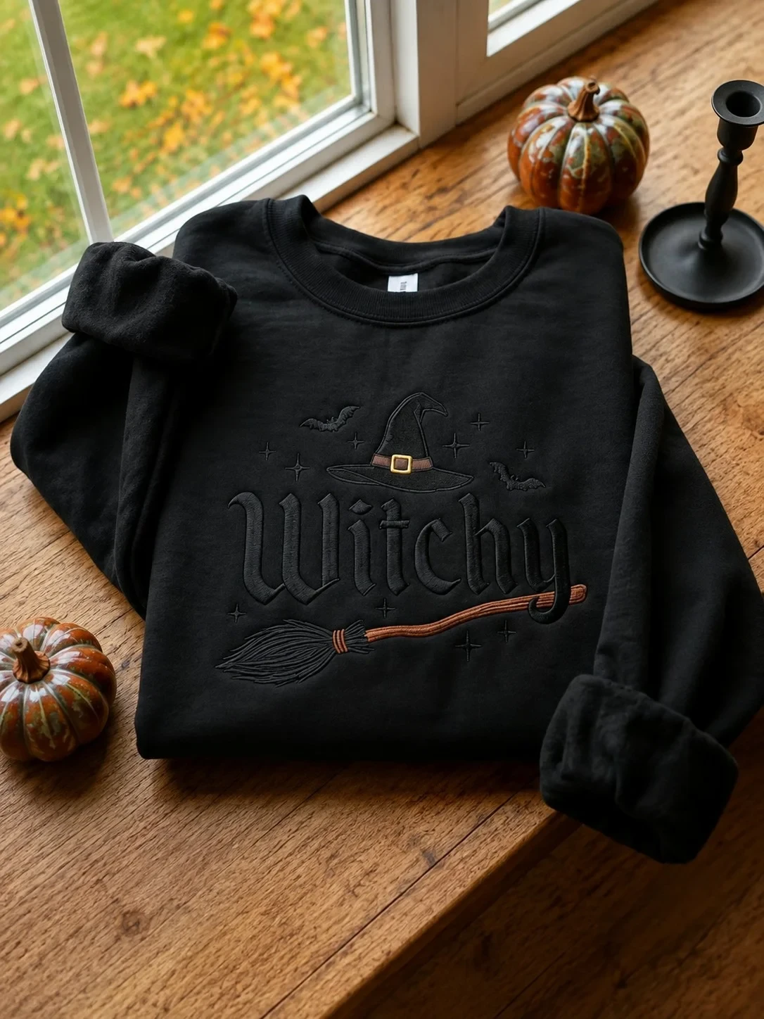 Witch Spooky Gothic Sweatshirt Minimalist Halloween Merch Gift For Her - Kdjoy
