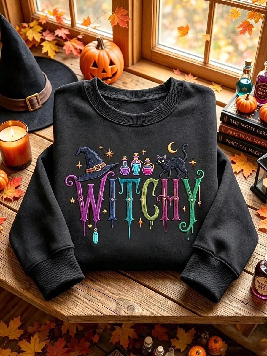 Witchy Sweatshirt Halloween Witch Clothing Spooky Apparel For Her - Kdjoy