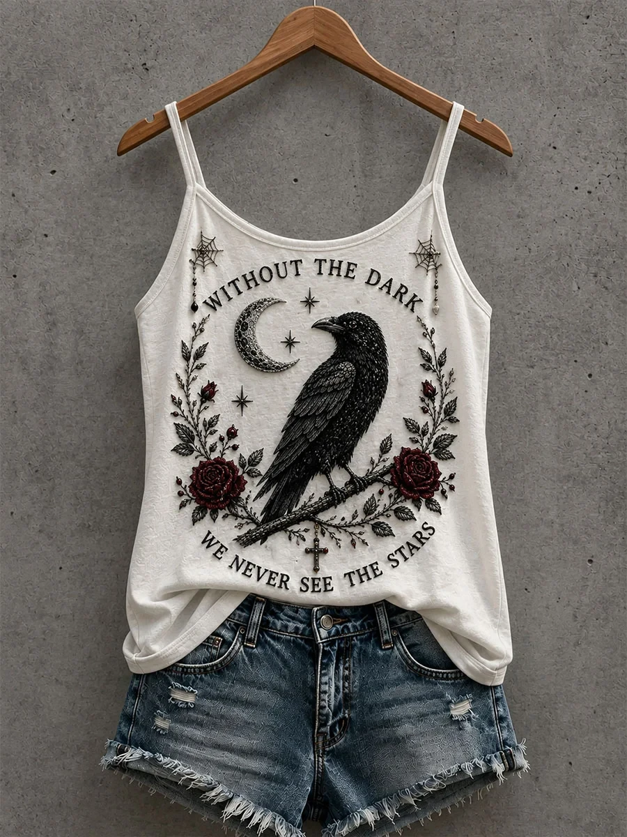 Without The Dark We Never See The Stars Tank Top Gothic Raven Merch Spooky Gift Ideas - Kdjoy Without The Dark We Never See The Stars Tank Top Gothic Raven Merch Spooky Gift Ideas - Kdjoy