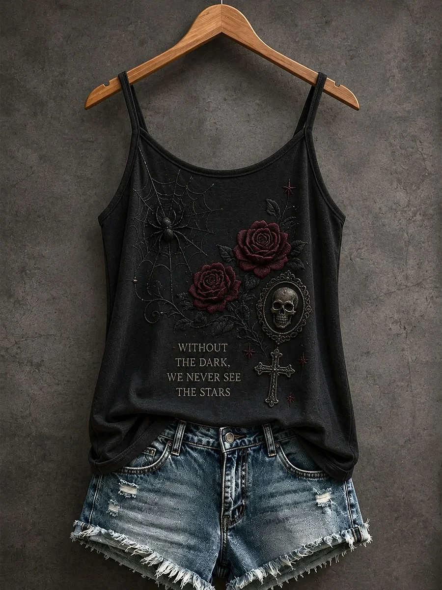 Without The Dark We Never See The Stars Tank Top Gothic Roses Merch Halloween Outfits - Kdjoy Without The Dark We Never See The Stars Tank Top Gothic Roses Merch Halloween Outfits - Kdjoy