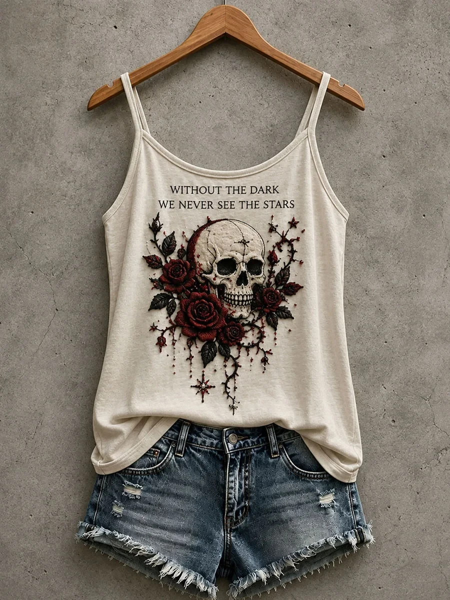 Without The Dark We Never See The Stars Tank Top Gothic Skull Clothes Halloween Wedding Gifts - Kdjoy Without The Dark We Never See The Stars Tank Top Gothic Skull Clothes Halloween Wedding Gifts - Kdjoy