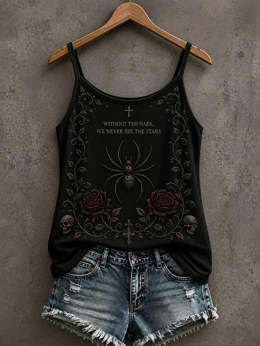 Without The Dark We Never See The Stars Tank Top Gothic Spider Clothes Cozy Apparel Gift - Kdjoy