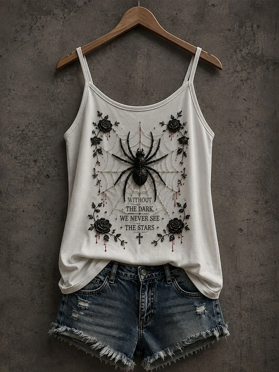 Without The Dark We Never See The Stars Tank Top Gothic Spider Clothes Gift For New Season - Kdjoy