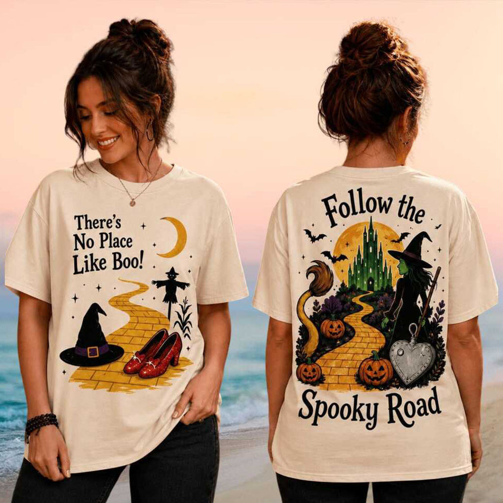 Wizard of Oz Witch Yellow Brick Road Halloween No Place Like Boo Shirt Movie Quote Halloween Tees - Kdjoy
